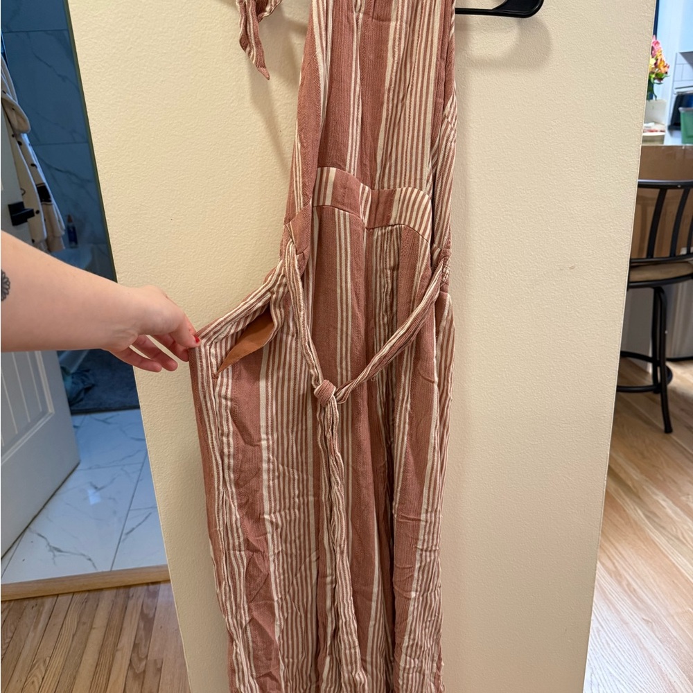 Striped Tan Jumpsuit